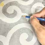 お打ち合わせをした後に正確に下絵をトレースする画像